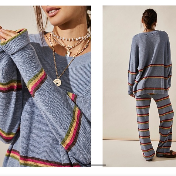 Free People Blue Striped Sweater - Picture 2 of 4